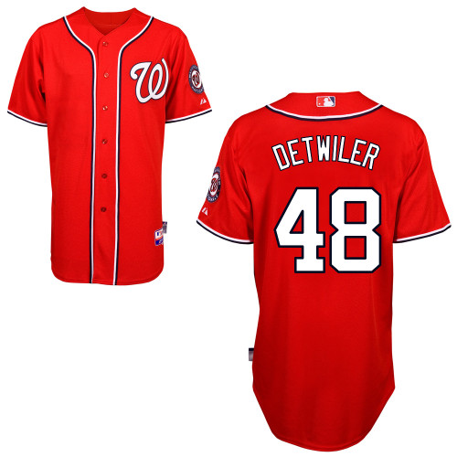 Ross Detwiler #48 Youth Baseball Jersey-Washington Nationals Authentic Alternate 1 Red Cool Base MLB Jersey
